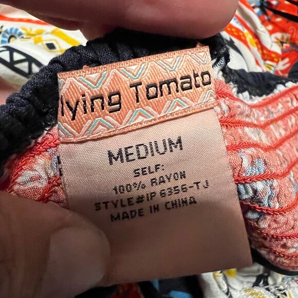 Flying Tomatoe Jumpsuit Womens Medium Cut Out Sides Wide Pants Aztec Lightweight - Picture 6 of 8